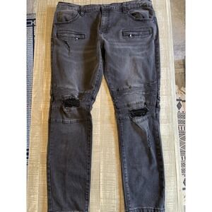 Kilogram Mens Black Denim Jeans Size 40 Distressed 40x33 Stretchy